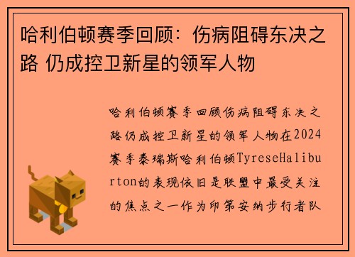 哈利伯顿赛季回顾：伤病阻碍东决之路 仍成控卫新星的领军人物